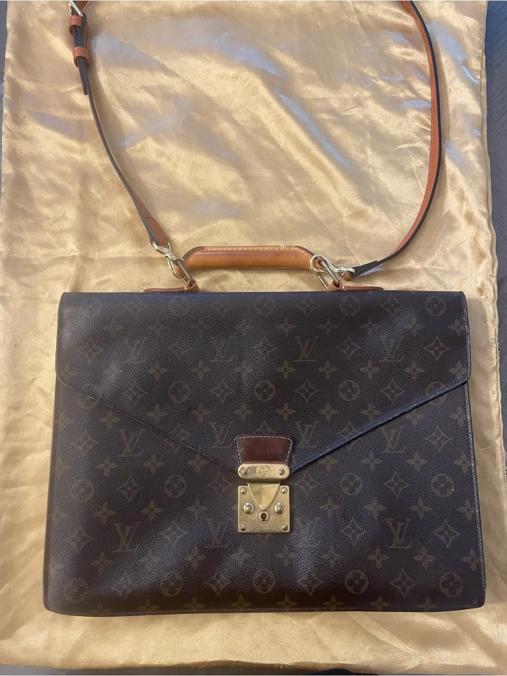 Louis Vuitton Monogram Canvas Brown and Tan Briefcase Vintage